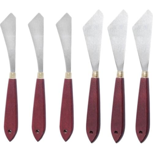 6Pcs Painting Knife Set Painting Mixing Scraper Stainless Steel Palette Knife Painting Art Spatula with Wood Handle