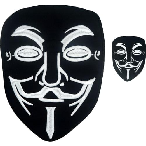 LARGE mask Embroidered Sewing Label punk biker Patches Clothes Stickers Apparel Accessories Badge