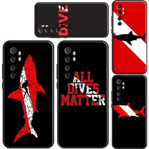 Dive Scuba Diver Shark Diving Flag Case For Xiaomi POCO X3 NFC F2 Pro F1 Mi Note 10 Lite Mi 10 Ultra 9T Pro 9 SE 8 A3 Mix3