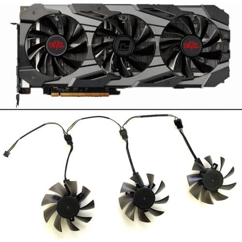 DIY 3PCS 75MM 4PIN 12V FD7010H12S Cooling Fan RX 5700 XT Red Devil GPU FAN For Dataland RX 5700 XT Red Devil Graphics card fan