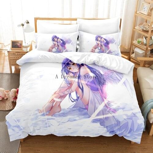 Cartoon Anime Sexy Girls Duvet Cover Set Decor Home Bedclothes For Kids Children Cute Bedding Sets King Size 3Piece