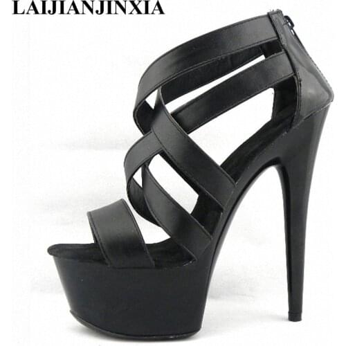LAIJIANJINXIA New Plus Big Size 34-46 Cutout Shoes 15cm Ultra High Heels 6 Inch Fashion Sandals Queen Gladiator Sexy Women Shoes