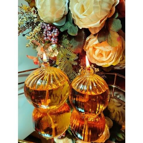 Viyale Store Sphere Carved Glass Oil Lamp Dual Set