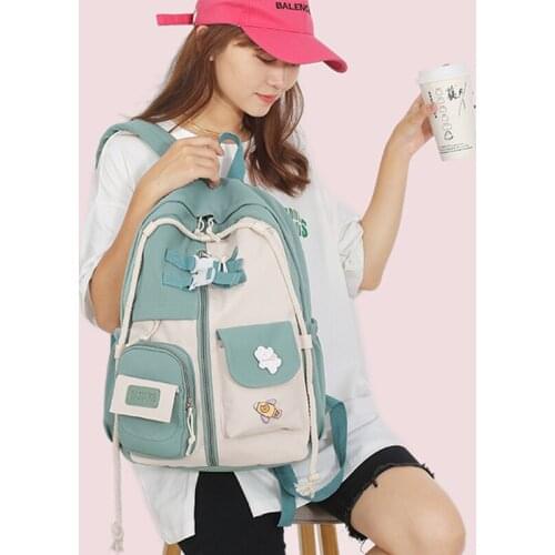Fashion Womens Backpacks for Teenage Girl Nylon Rucksack Female Student School Bag Panelled Ladies Backpack Anti Theft Bagpacks