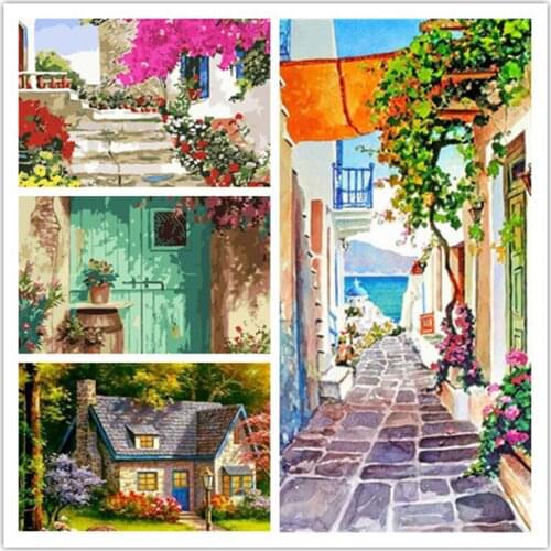 40x50cm Frame DIY Painting By Numbers Flowers Door Landscape Modern Drawing Coloring By Numbers For Artwork Gift