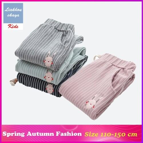 2019 New Striped Pants Girls Long Trousers Spring Autumn Children 's Pencil Pants Skinny Leggings For Girls Kids Pants 2-11 Year