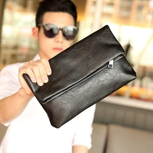 2020 Latest Fashion Male PU Leather Envelope Bag Casual Clutch Bag Handbag Male Wallet Bag Black Evening Clutch Bag