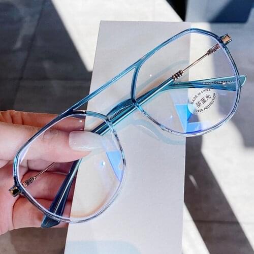TR90 Double Bridge Round Clear Glasses Frame For Women Vintage Anti-blue Light Computer Eyeglasses Men Black Myopia Shades