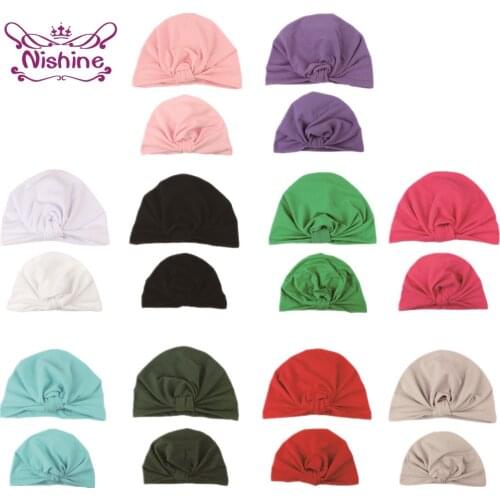 Nishine Solid Color Handmade Knotted Parent-child Hats Set Comfortable Soft Baby Caps DIY Clothing Decoration Kids Accessories