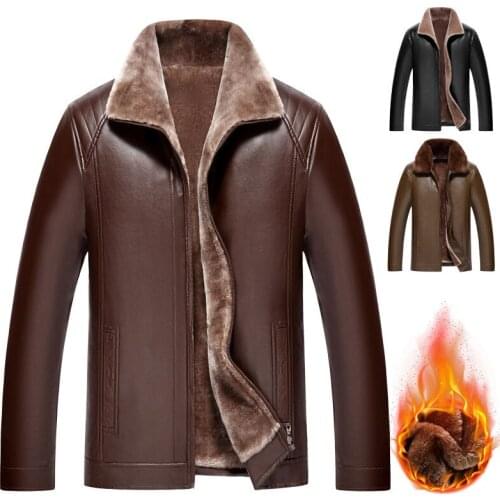 Autumn Winter Leather Jacket Men Fashion Wool Liner Keep Warm Windbreaker Motorcycle Jacket Velvet PU Faux Leather Coat Men