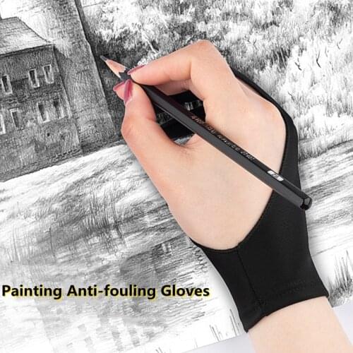 Painting Anti-fouling Gloves Two Finger Anti-abrasion Professional Artist Sketch Flat Drawing Tablet Stylus Pen Gloves
