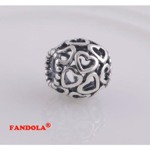 Fits for Pandora Charms Bracelets Open Your Heart Beads 925 Sterling Silver Jewelry Free Shipping