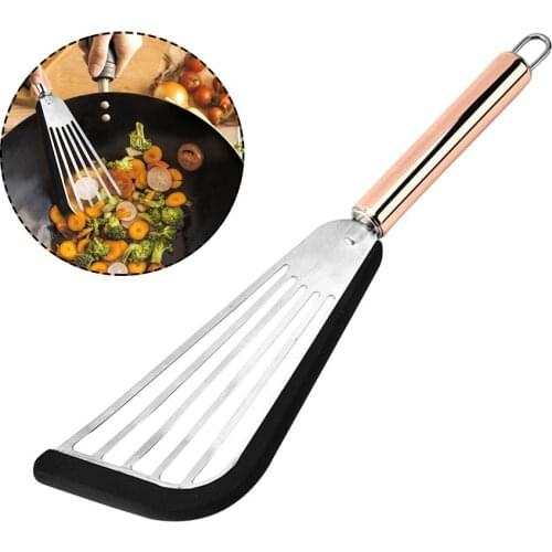 Durable Slotted Spatula Flexible Stainless Steel Spatula with Silicone Top Soft Edge Slotted Spatula Turner #CW