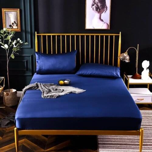 Egyptian Cotton 600TC Blue Fitted Sheet Pillowcase Mattress Cover with All-around Elastic Rubber Band Bed Sheet Bed Linens #s