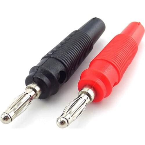 Red and Black 4mm Solderless Side Stackable Banana Plug Connectors For Musical Speaker Video Audio DIY Connector