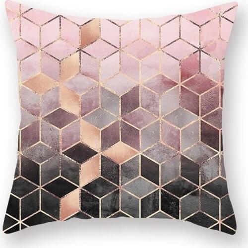 Pink Pillow Case Rose Gold Polyester Cushion Cover Decorative Pillows For Sofa Home Decor Gradient Livingroom Decoration Cushion