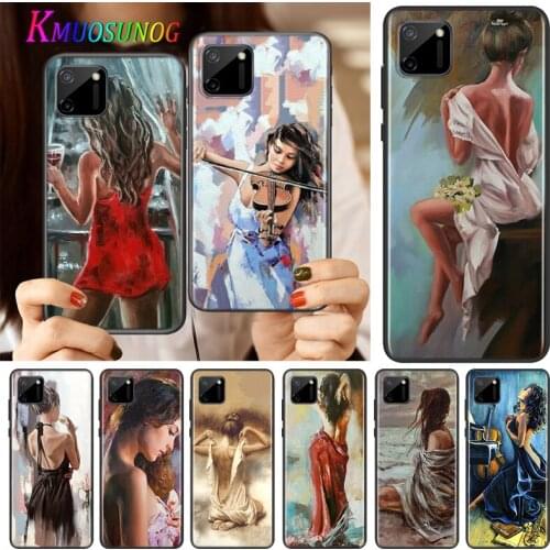 Oil Painting Woman Girl Silicone Cover For Realme V15 X50 X7 X3 Superzoom Q2 C11 C3 7i 6i 6s 6 Global Pro 5G Phone Case