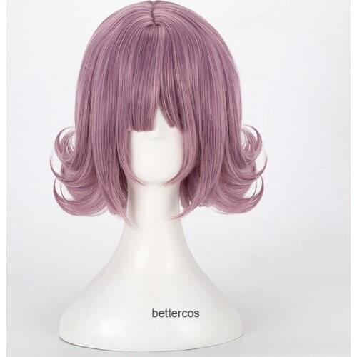 Super DanganRonpa Chiaki Nanami Cosplay Wig Dangan Ronpa Ash Pink Heat Resistant Synthetic Hair Wig + Wig Cap