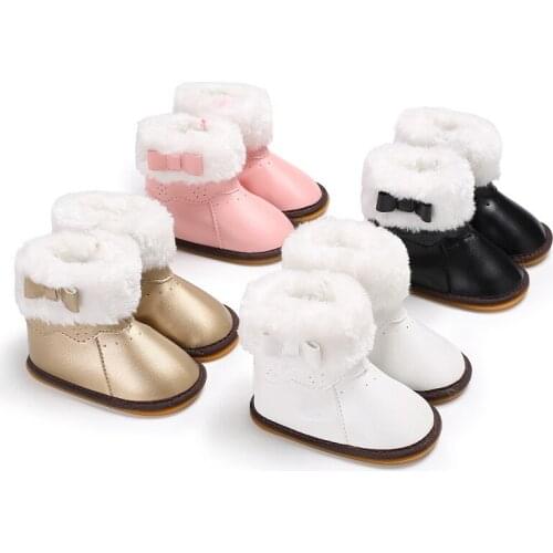 Spring and Autumn 0-1 years old female baby rubber bottom plus cotton warm snow boots baby shoes toddler shoes