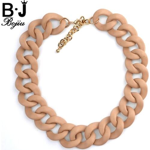 BOJIU Necklace Women Plastic Wood Resin Necklace Party Wedding Noble Charm Fashion Link Accessories Chain Choker NKS076