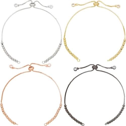 ZHUKOU 3x250mm Brass adjustable bracelet chain for DIY jewelry making diy bracelet chains accessories Supplies model:VL67