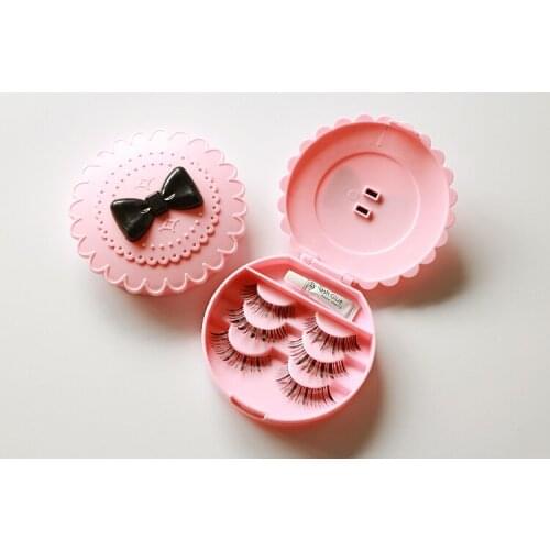 1PC New Flower Lovely False Eyelash Storage Box Makeup Cosmetic With Mirror Case Organizer Bownot Beauty Cosmetics Tool OK 0560