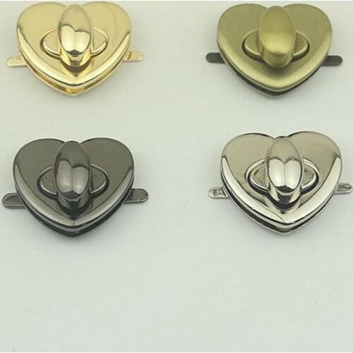 1PC Handmade DIY Luggage Hardware Accessories Metal Twist Buckle Heart-shaped Women Bag Lock Supplies