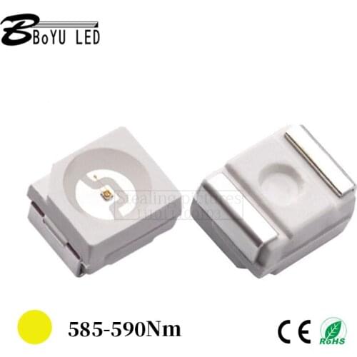 100pcs highlight 3528 smd LED3528 yellow 3528 yellow light 3528 yellow light SMD LED lamp beads 585-590nm 2.0-2.2v 20mA