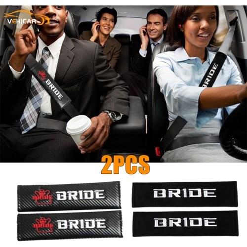 VEHICAR 2PCS Car Safety Seat Belt Cover Pads for BRIDE Cotton Seatbelt Pad Carbonfiber Seat Belts Mat DIY Auto Decoration