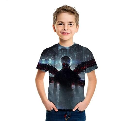 Tokyo Ghoul Anime Childrens 3D Printed Cotton Comfortable Short Sleeve Casual Versatile Harajuku Style T-Shirt Cool Street Top