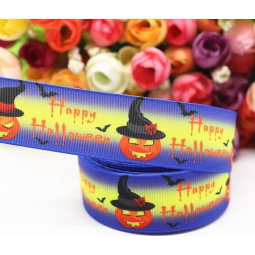 50 Yards 1'' 25MM Halloween Printed Grosgrain Ribbons For Hair Bows/ Gift Packaging DIY Handmade Materials Y19072301