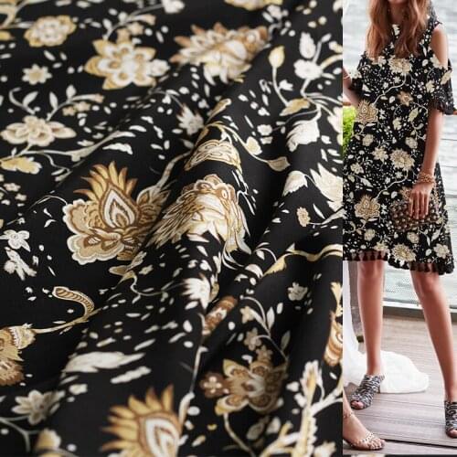 White Waxberry 18momme Elastic Crepe Silk Flowers Printed Fabrics Garment Materials Women Dress DIY Sewing Cloth Freeshipping