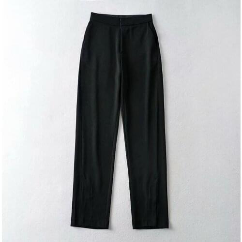2021 Spring New Ins Solid Color Sexy Feet Split High Waist Suit Pants DLZK426