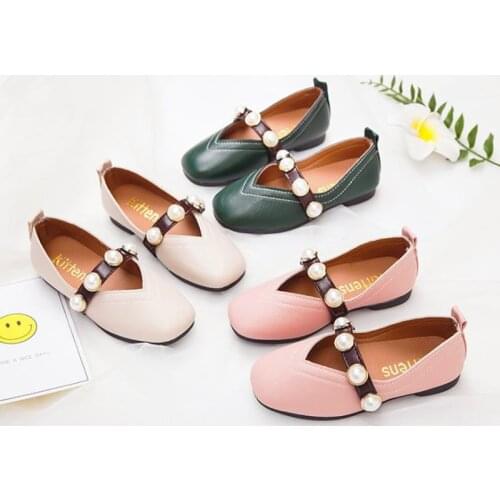 Kids Shoes Girls Shoes Pearl Girls Dress Shoes PU Leather Princess Flats Shoes Girls Loafers