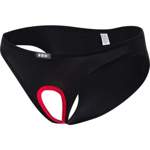 Mens Briefs Hollow Qut Open Files Ice Silk Sexy Underwear Couple A Gift