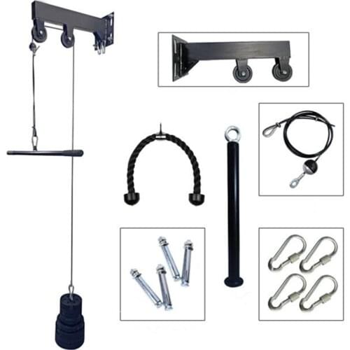 2020 Home Gym Fitness Cable Machine Wall Mounted Workout Arm Biceps Triceps Blaster Pulley System With Handle Pull Down Rope F11