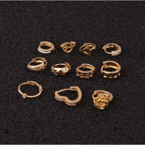 JINGLANG New Zircon Heart-shaped Earrings Stainless Steel Cartilage Helix Small Ear Buckles Piercing Stud Women Party Jewelry