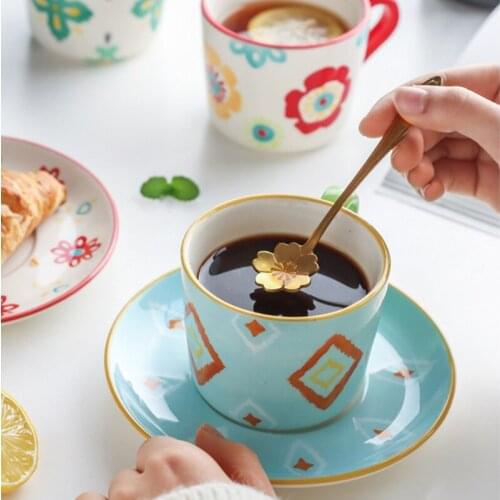 250ML Japanese-style creative ceramic mugs coffee mugs with handle household drinking cups breakfast milk cups and drink cups