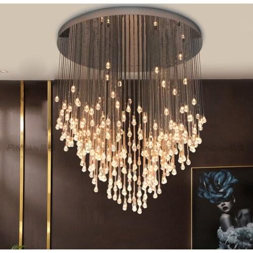 Round crystal chandelier villa living room dining room duplex staircase lamp modern warm romantic hotel lamps