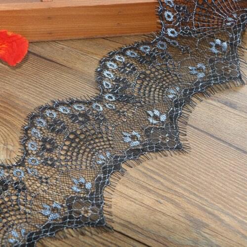 3Mete/lot Black Eyelash Lace Fabric DIY Decorative Soft Nylon Eyelash Lace Trim Clothing Sewing Applique Fabric 10cm width