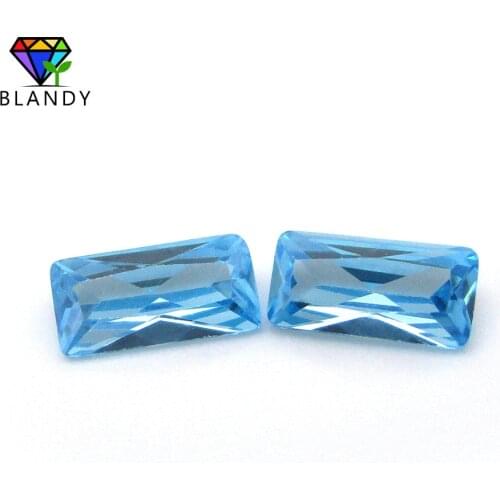 Wholesale Price 2*4~9*11mm Rectangle Shape Seablue Cubic Zirconia Stone 5A Quality Synthetic Gems CZ Stone For Jewelry