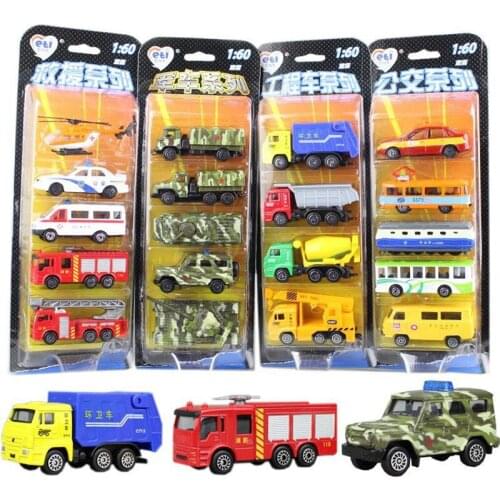 Hot-selling alloy military truck model,1:64 rescue truck 5 piece set,construction truck dump truck toy,free shipping
