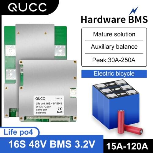 Lifepo4 BMS 16S 48V 18650 Balancer 120A 100A 80A 60A 50A 40A 30A 20A Lithium Battery Protection Board for Electric Vehicle Ebike