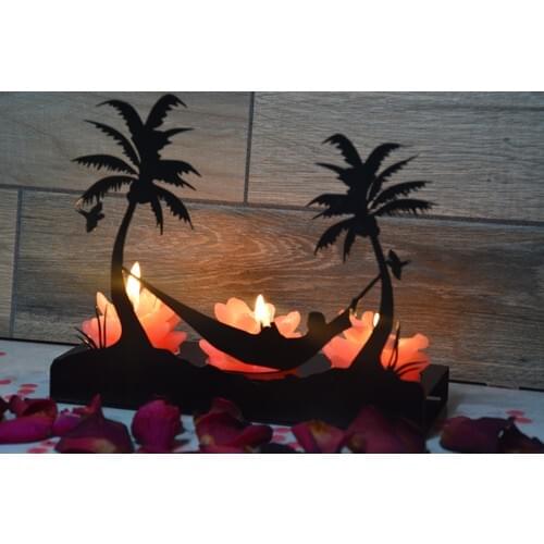 Pnr Decor Trıple Summer Palmıye Metal Candle Holder Candlestick