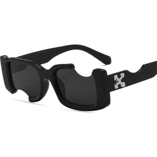 2021 New Fashion Square OFF Fotch Hole Design Sunglasses Female Hip Hop Male Mint Mreen Gentle Glasses UV400