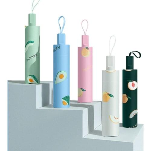 Portable Fruit Printing Sunny Umbrella Folding Umbrella Men Women Anti-UV Portable Beach Parasol