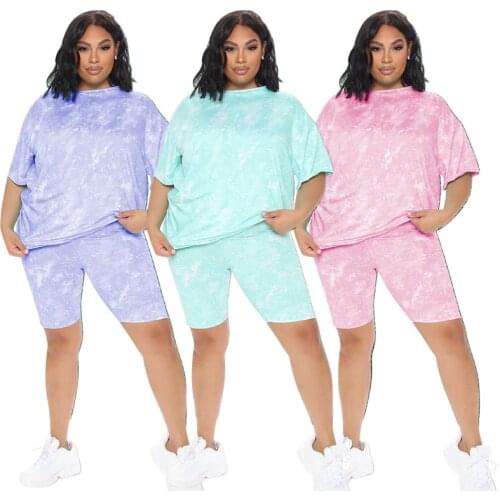 ZKYZWX Casual Loungewear Women Plus Size Clothing Two Piece Set Short Sleeve T Shirt Tops Shorts Tracksuit Outfits Matching Sets