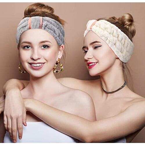 Coral Fleece Headband Soft Fleece Bow Facial Hairband Elastic Hair Band For Women Girls Wash Face Turban Hair accessories 2021