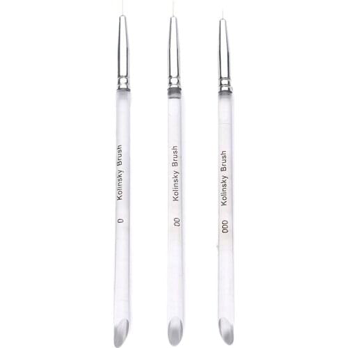 Shellhard 3pcs Nail Art Liner Painting Pen 3D Tips DIY Acrylic UV Gel Brushes French Flower Painting Drawing Liner Brush