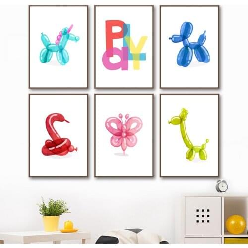 Balloon Butterfly Giraffe Unicorn Paly Nursery Wall Art Canvas Painting Nordic Posters And Prints Wall Pictures Kids Room Decor